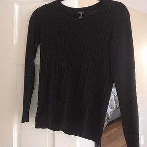 Black cable cord wool sweater